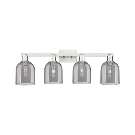 Innovations Bella 33in 4-Light Bath Vanity Light | Industrial Brushed Satin Nickel and Light Smoke Glass | Bathroom Vanity | Model 716-4W-SN-G558-6SM