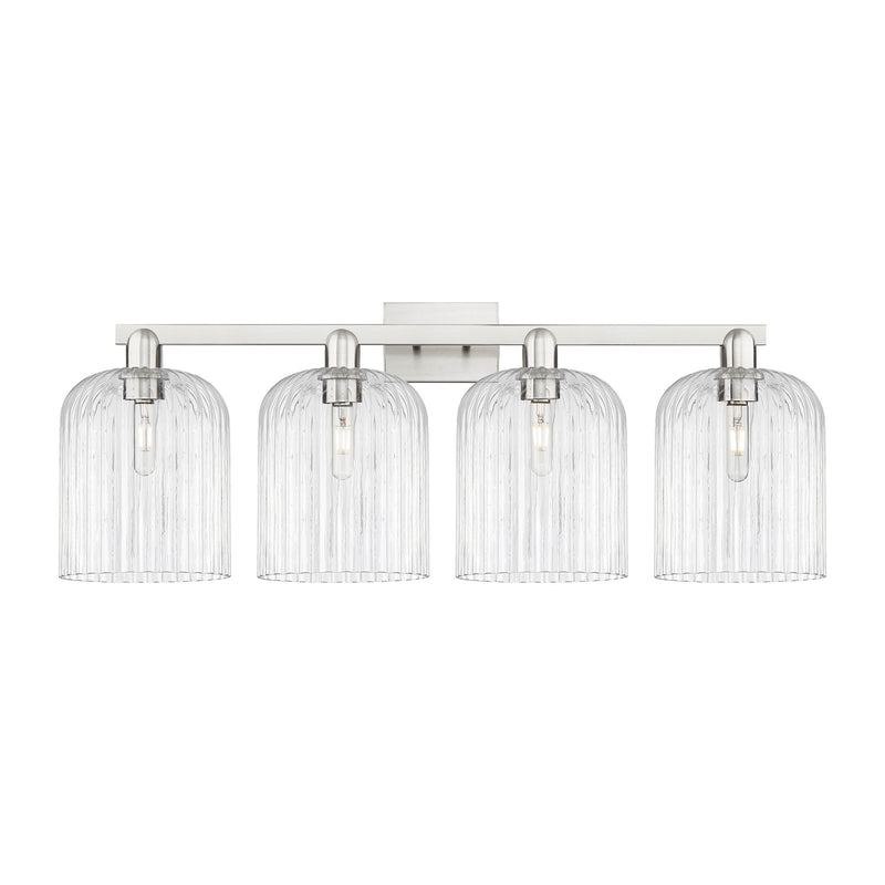 Innovations Bridal Veil 35in 4-Light Bath Vanity Light | Industrial Brushed Satin Nickel and Clear Ribbed Glass | Bathroom | Model 716-4W-SN-G559-8CL