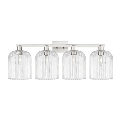 Innovations Bridal Veil 35in 4-Light Bath Vanity Light | Industrial Brushed Satin Nickel and Clear Ribbed Glass | Bathroom | Model 716-4W-SN-G559-8CL