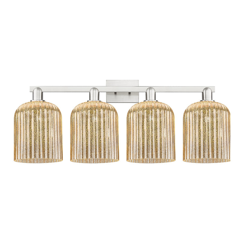Innovations Bridal Veil 35in 4-Light Bath Vanity Light | Industrial Brushed Satin Nickel and Mercury Ribbed Glass | Bathroom | Model 716-4W-SN-G559-8ME