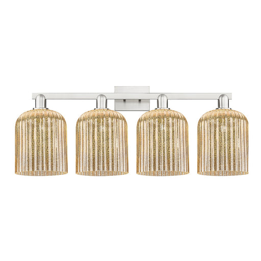 Innovations Bridal Veil 35in 4-Light Bath Vanity Light | Industrial Brushed Satin Nickel and Mercury Ribbed Glass | Bathroom | Model 716-4W-SN-G559-8ME