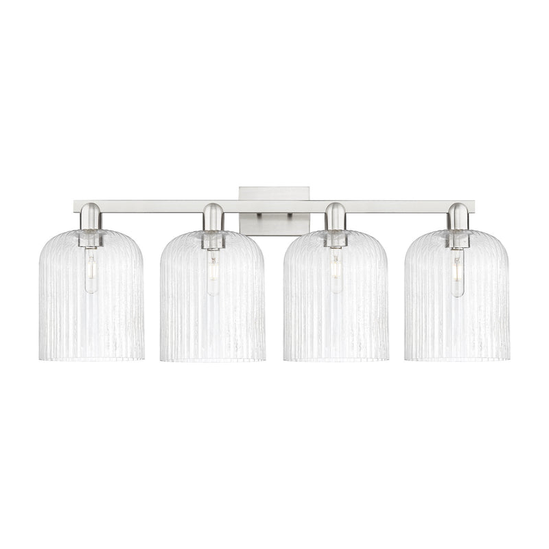 Innovations Bridal Veil 35in 4-Light Bath Vanity | Industrial Brushed Satin Nickel and Seedy Glass | Bathroom Vanity | Model 716-4W-SN-G559-8SDY