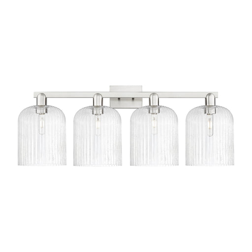 Innovations Bridal Veil 35in 4-Light Bath Vanity | Industrial Brushed Satin Nickel and Seedy Glass | Bathroom Vanity | Model 716-4W-SN-G559-8SDY