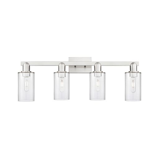 Innovations Clymer 31in 4-Light Bath Vanity Light | Industrial Brushed Satin Nickel and Clear Glass | Bathroom Vanity | Model 716-4W-SN-G802