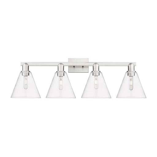 Innovations Berkshire Glass 35in 4-Light Bath Vanity Light | Industrial Brushed Satin Nickel and Clear Glass | Bathroom Vanity | Model 716-4W-SN-GBC-82