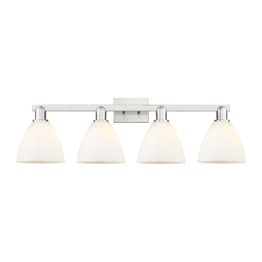 Innovations Bristol 34.5in 4-Light Bath Vanity Light | Industrial Brushed Satin Nickel and Matte White Glass | Bathroom Vanity | Model 716-4W-SN-GBD-751