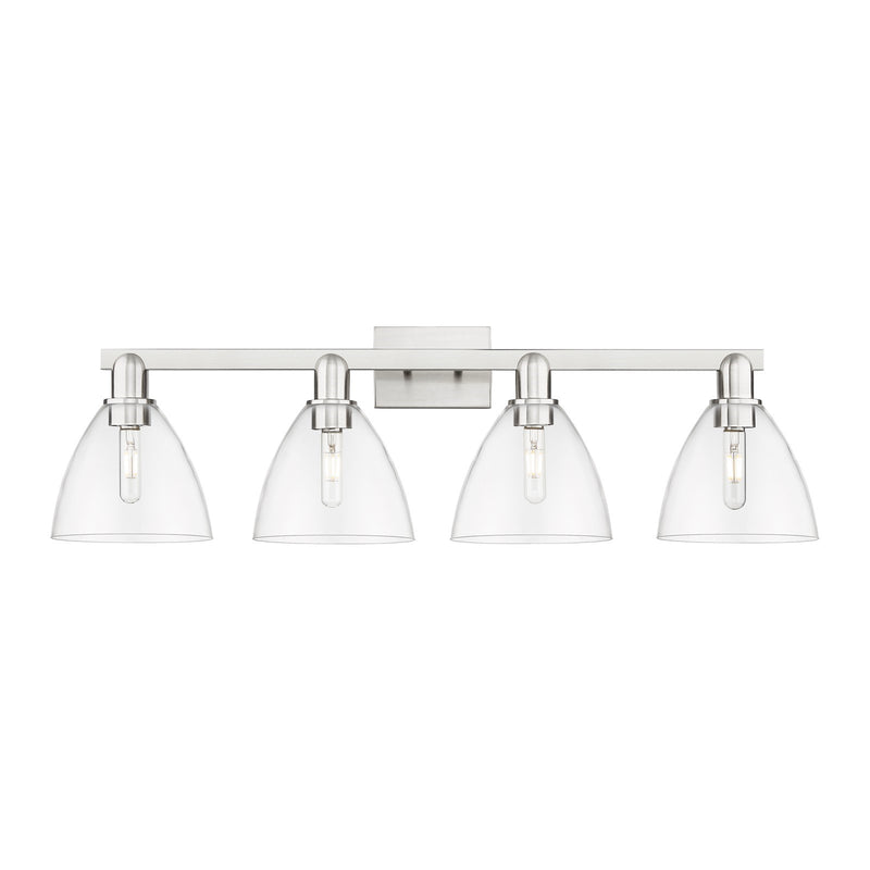 Innovations Bristol 34.5in 4-Light Bath Vanity Light | Industrial Brushed Satin Nickel and Clear Glass | Bathroom Vanity | Model 716-4W-SN-GBD-752