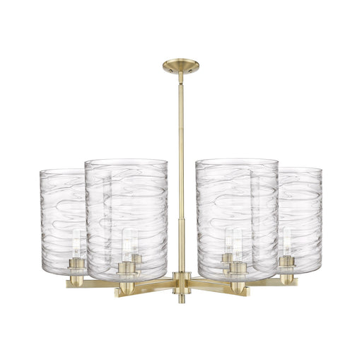 Innovations Cobbleskill 39in 6-Light Chandelier | Industrial Antique Brass and Clear Deco Swirl Glass | Dining Room & Living | Model 716-6CR-AB-G1113-L