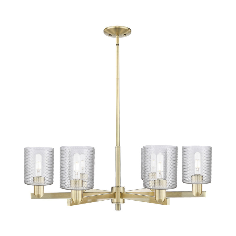 Innovations Cobbleskill 35in 6-Light Chandelier | Industrial Antique Brass Steel and Clear Cobbleskill Glass | Dining Room & | Model 716-6CR-AB-G112