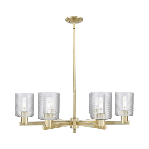 Innovations Cobbleskill 35in 6-Light Chandelier | Industrial Antique Brass Steel and Clear Cobbleskill Glass | Dining Room & | Model 716-6CR-AB-G112