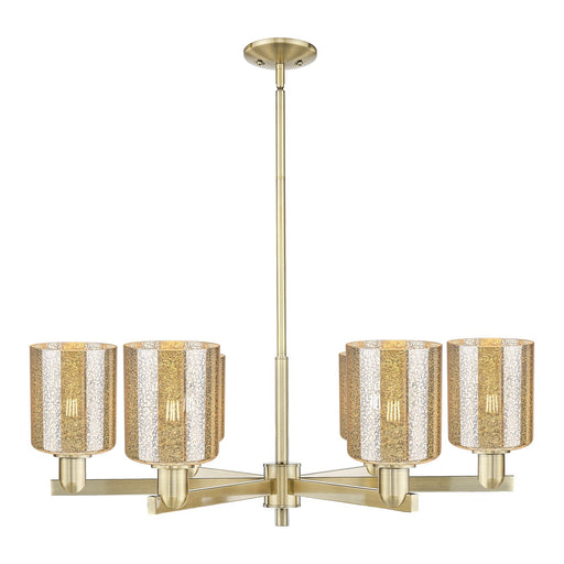 Innovations Cobbleskill 35in 6-Light Chandelier | Industrial Antique Brass and Mercury Glass | Dining Room & Living Room | Model 716-6CR-AB-G116