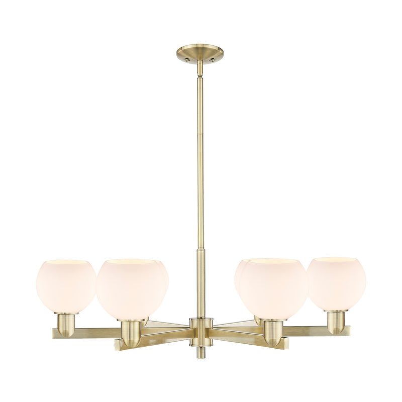 Innovations Athens 36in 6-Light Chandelier | Industrial Antique Brass and Matte White Glass | Dining Room & Living Room | Model 716-6CR-AB-G121-6