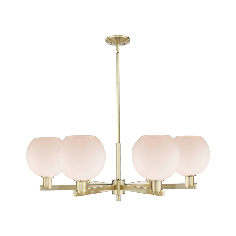 Innovations Athens 38in 6-Light Chandelier | Industrial Antique Brass and Matte White Glass | Dining Room & Living Room | Model 716-6CR-AB-G121-8