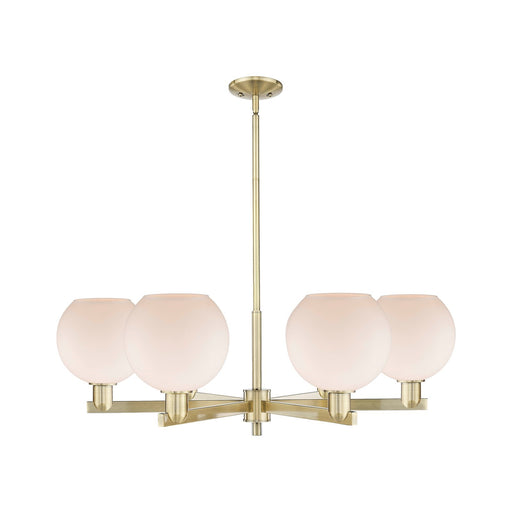 Innovations Athens 38in 6-Light Chandelier | Industrial Antique Brass and Matte White Glass | Dining Room & Living Room | Model 716-6CR-AB-G121-8
