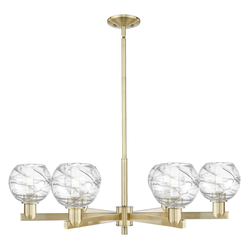 Innovations Athens Deco Swirl 35.6in 6-Light Chandelier | Industrial Antique Brass and Clear Glass | Dining Room & Living | Model 716-6CR-AB-G1213-6CL