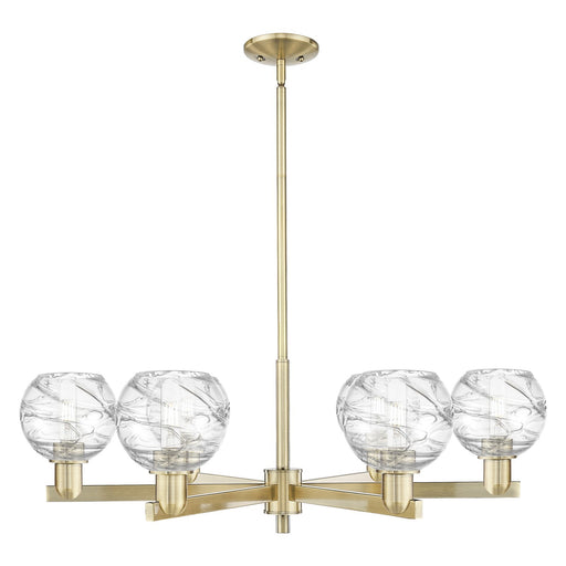 Innovations Athens Deco Swirl 35.6in 6-Light Chandelier | Industrial Antique Brass and Clear Glass | Dining Room & Living | Model 716-6CR-AB-G1213-6CL