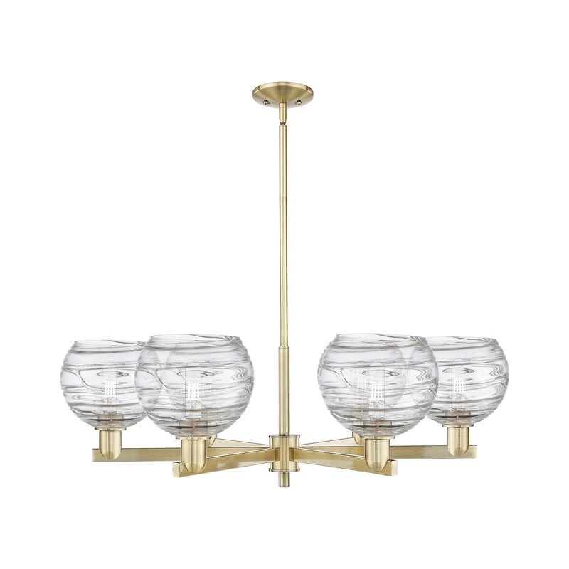 Innovations Athens Deco Swirl 38in 6-Light Chandelier | Industrial Antique Brass and Clear Glass | Damp-Rated Dining Room & | Model 716-6CR-AB-G1213-8CL