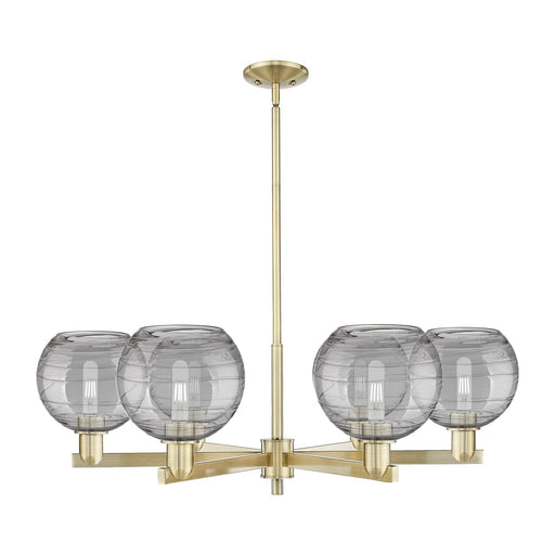 Innovations Athens Deco Swirl 38in 6-Light Chandelier | Industrial Antique Brass and Light Smoke Glass | Dining Room & Living | Model 716-6CR-AB-G1213-8SM
