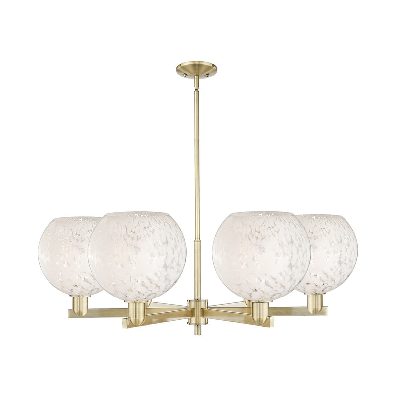 Innovations Lighting Arcadia 40in 6-Light Chandelier | Industrial Antique Brass and White Mouchette Glass | Dining Room & | Model 716-6CR-AB-G1216-10WM