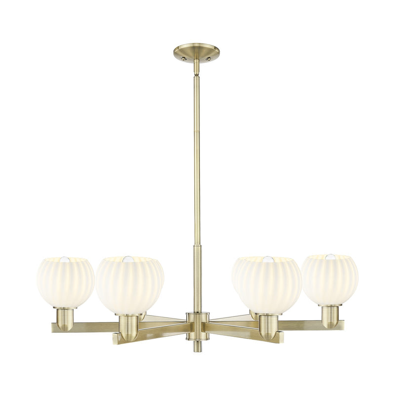 Innovations Lighting White Venetian 36in 6-Light Chandelier | Industrial Antique Brass and White Venetian Glass | Dining Room | Model 716-6CR-AB-G1217-6WV