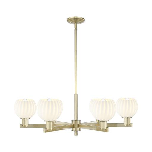 Innovations Lighting White Venetian 36in 6-Light Chandelier | Industrial Antique Brass and White Venetian Glass | Dining Room | Model 716-6CR-AB-G1217-6WV