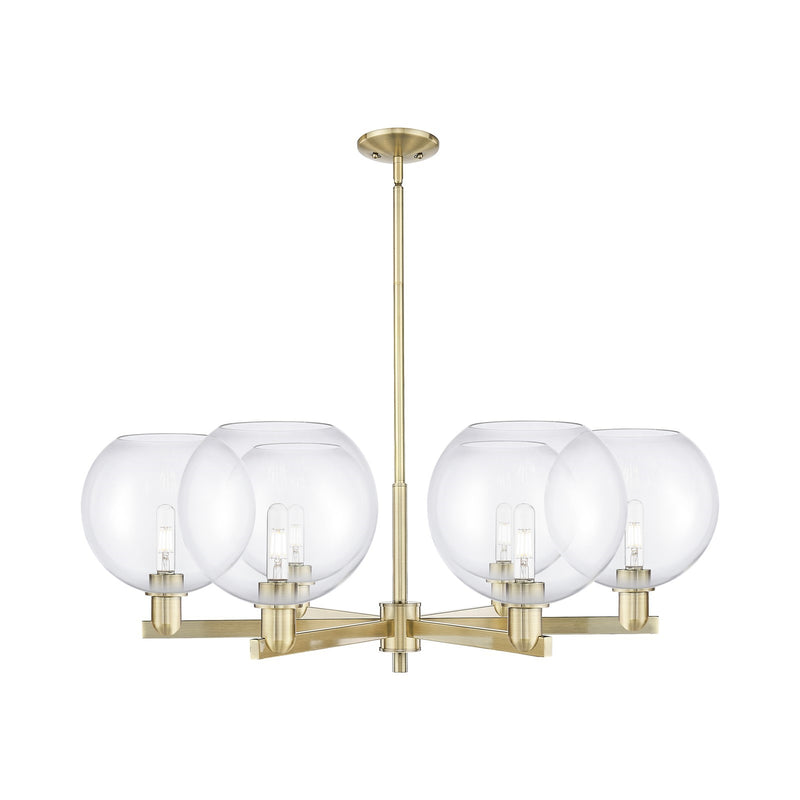 Innovations Athens 40in 6-Light Chandelier | Industrial Antique Brass Steel and Clear Glass | Dining Room & Living Room | Model 716-6CR-AB-G122-10