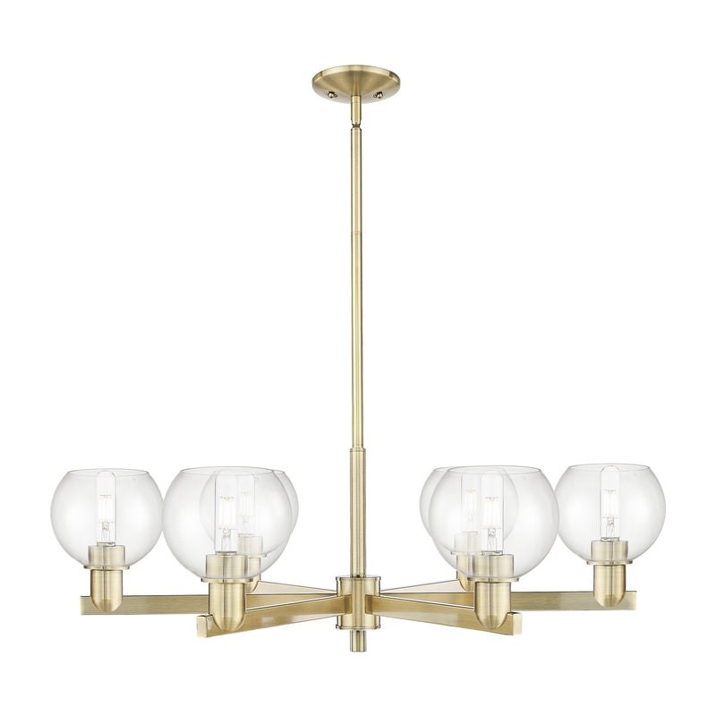 Innovations Athens 36in 6-Light Chandelier | Industrial Antique Brass Steel and Clear Glass | Dining Room & Living Room | Model 716-6CR-AB-G122-6