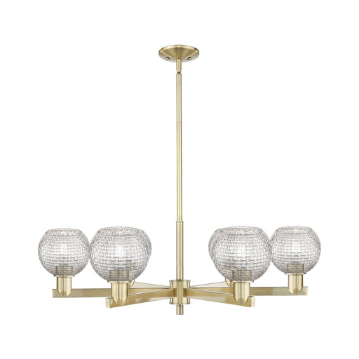 Innovations Athens 36in 6-Light Chandelier | Industrial Antique Brass Steel and Clear Basket Weave Glass | Dining Room & | Model 716-6CR-AB-G122C-6CL