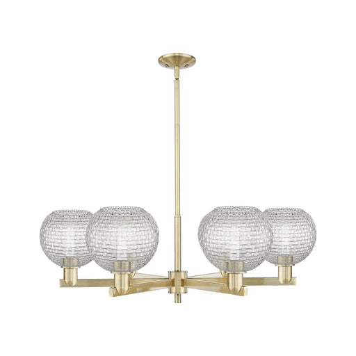 Innovations Athens 38in 6-Light Chandelier | Industrial Antique Brass and Clear Basket Weave Glass | Dining Room & Living | Model 716-6CR-AB-G122C-8CL