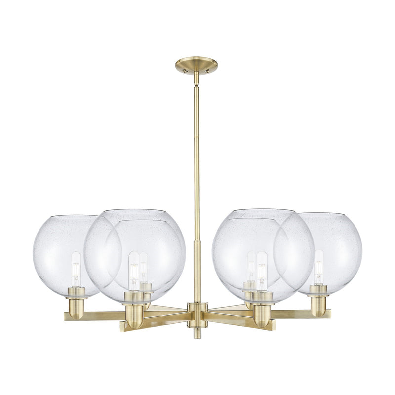Innovations Athens 40in 6-Light Chandelier | Industrial Antique Brass Steel and Seedy Glass | Dining Room & Living Room | Model 716-6CR-AB-G124-10