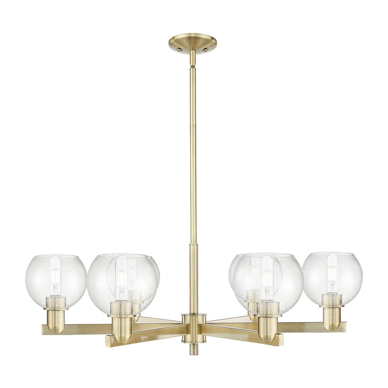 Innovations Athens 36in 6-Light Chandelier | Industrial Antique Brass and Seedy Glass | Dining Room & Living Room | Model 716-6CR-AB-G124-6