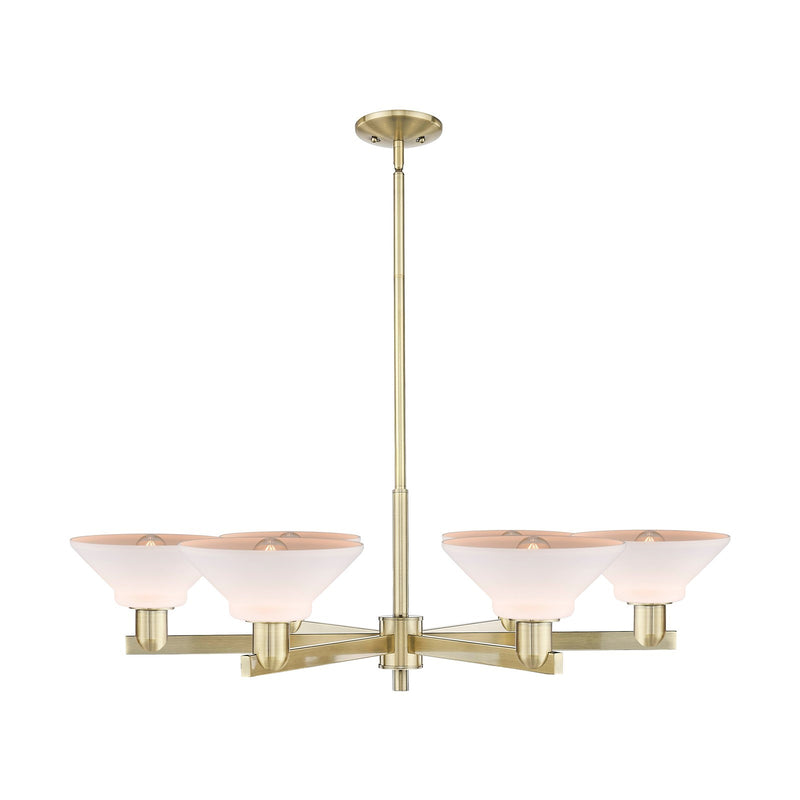 Innovations Orwell 38in 6-Light Chandelier | Industrial Antique Brass and Matte White Glass | Dining Room & Living Room | Model 716-6CR-AB-G131