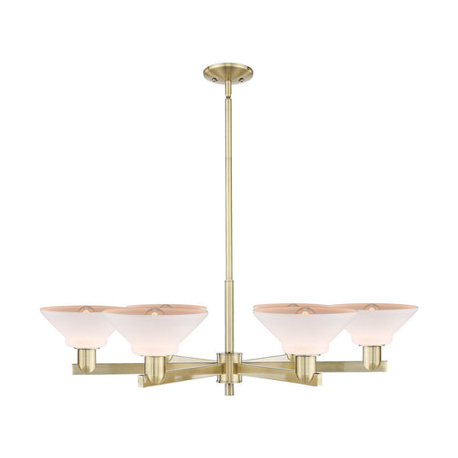 Innovations Orwell 38in 6-Light Chandelier | Industrial Antique Brass and Matte White Glass | Dining Room & Living Room | Model 716-6CR-AB-G131