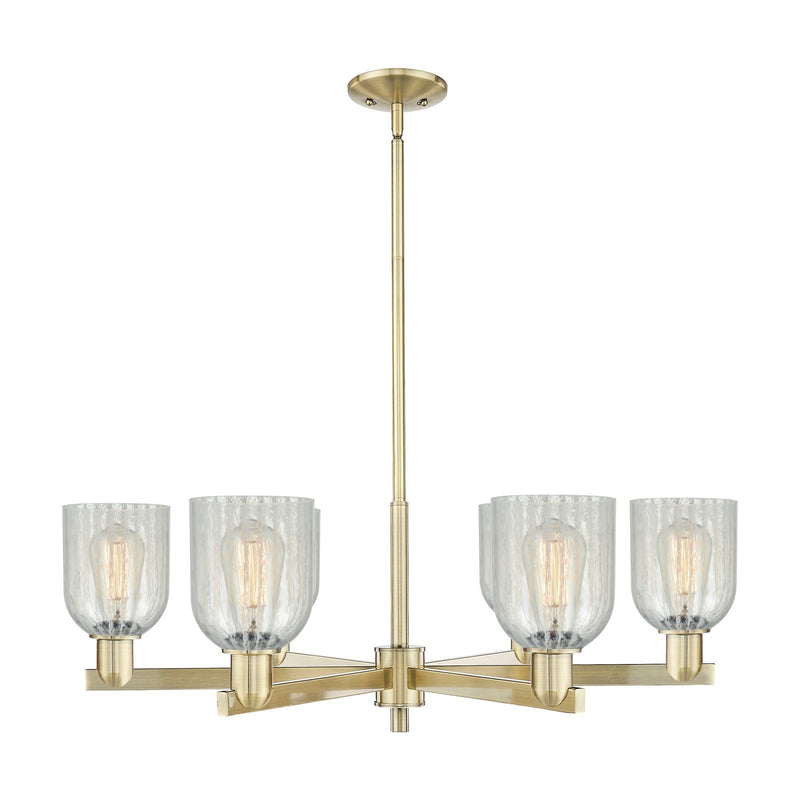 Innovations Caledonia 35in 6-Light Chandelier | Industrial Antique Brass Steel and Mouchette Glass | Dining Room & Living Room | Model 716-6CR-AB-G2511