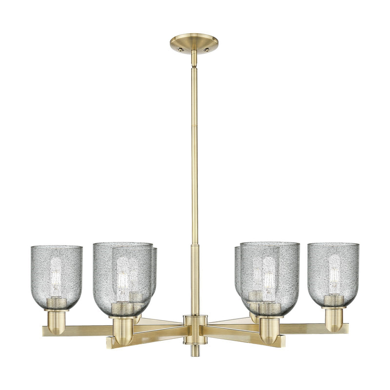 Innovations Caledonia 35in 6-Light Chandelier | Industrial Antique Brass and Charcoal Glass | Dining Room & Living Room | Model 716-6CR-AB-G257
