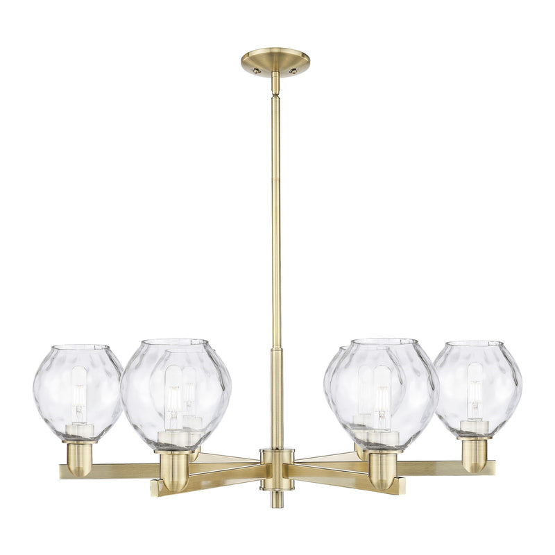 Innovations Waverly 36in 6-Light Chandelier | Industrial Antique Brass and Clear Glass | Dining Room & Living Room | Model 716-6CR-AB-G362