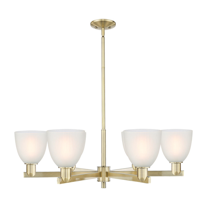 Innovations Castile 36in 6-Light Chandelier | Industrial Antique Brass and White Glass | Kitchen Island & Dining Room | Model 716-6CR-AB-G381