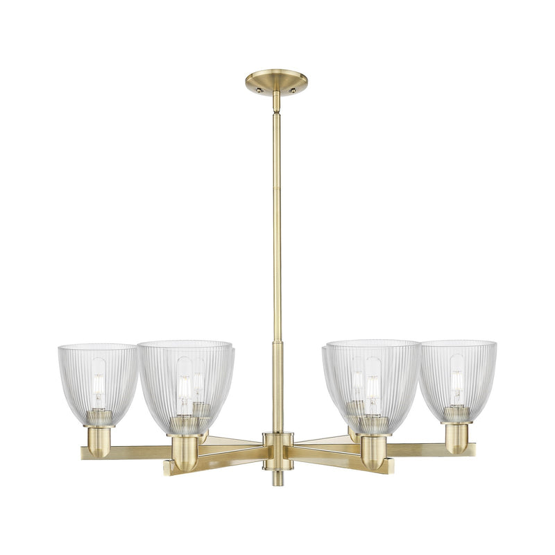 Innovations Castile 36in 6-Light Chandelier | Industrial Antique Brass Steel and Clear Glass | Dining Room & Living Room | Model 716-6CR-AB-G382