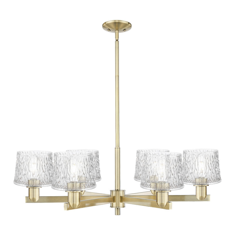 Innovations Niagara 36in 6-Light Chandelier | Industrial Antique Brass Steel and Clear Textured Glass | Dining Room & Living Room | Model 716-6CR-AB-G402