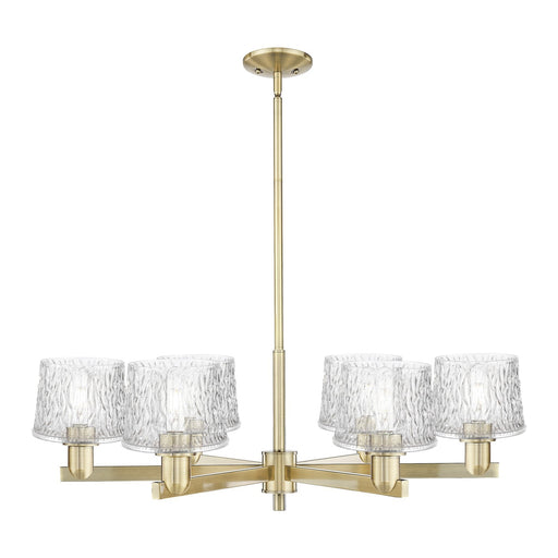 Innovations Niagara 36in 6-Light Chandelier | Industrial Antique Brass Steel and Clear Textured Glass | Dining Room & Living Room | Model 716-6CR-AB-G402