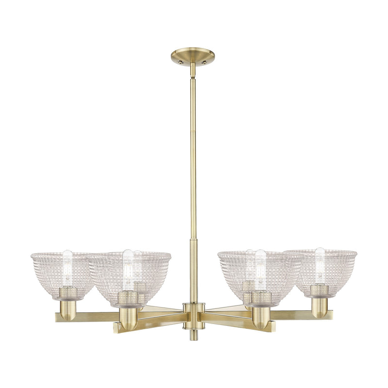 Innovations Arietta 38in 6-Light Chandelier | Industrial Antique Brass Steel and Clear Glass | Dining Room & Living Room | Model 716-6CR-AB-G422