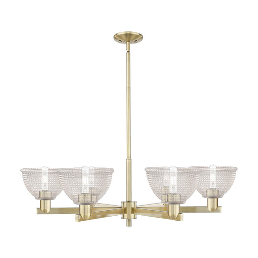 Innovations Arietta 38in 6-Light Chandelier | Industrial Antique Brass Steel and Clear Glass | Dining Room & Living Room | Model 716-6CR-AB-G422