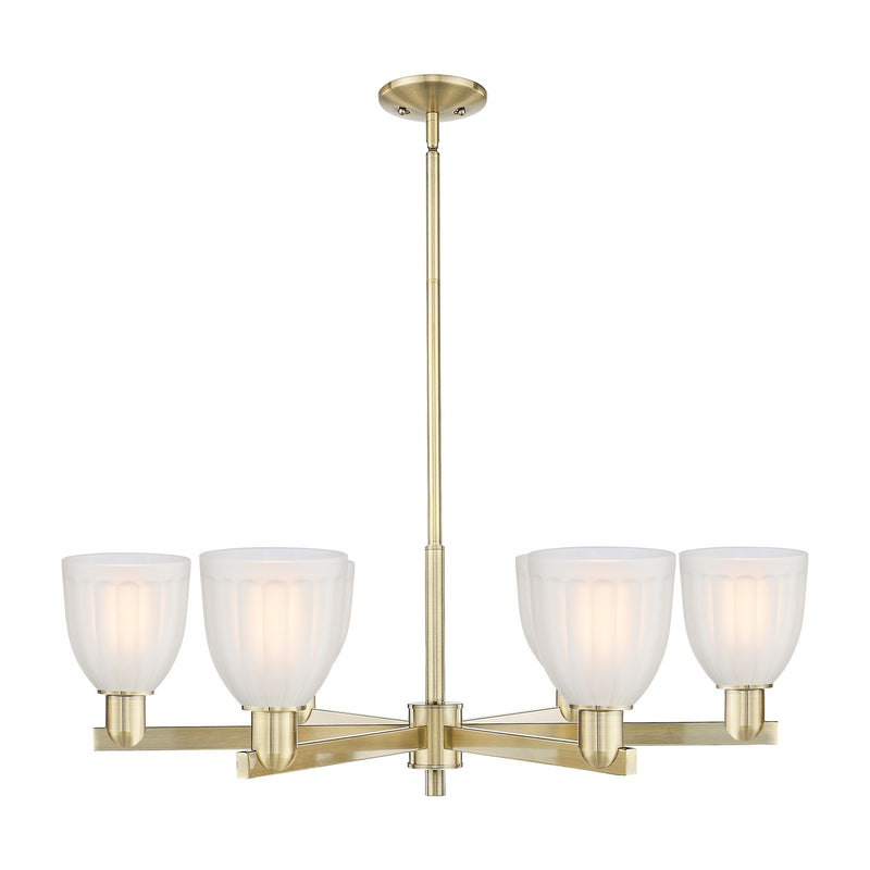 Innovations Brookfield 36in 6-Light Chandelier | Industrial Antique Brass and White Frosted Ribbed Glass | Kitchen Island & Dining | Model 716-6CR-AB-G441