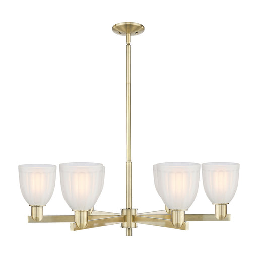 Innovations Brookfield 36in 6-Light Chandelier | Industrial Antique Brass and White Frosted Ribbed Glass | Kitchen Island & Dining | Model 716-6CR-AB-G441