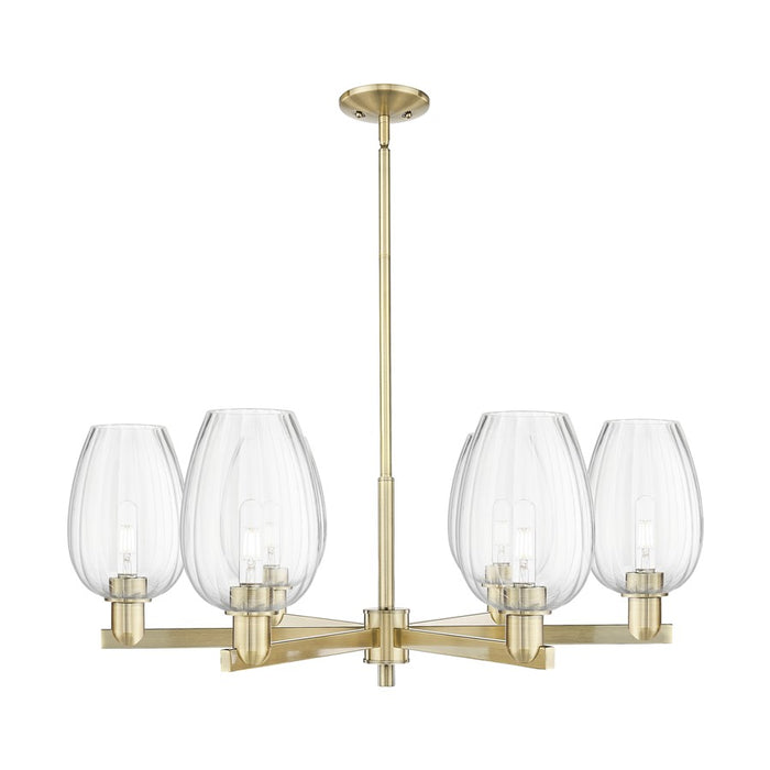 Innovations Preston 6Lt 24" Flute Stem Chandelier, AB/CL - 716-6CR-AB-G457-6CL