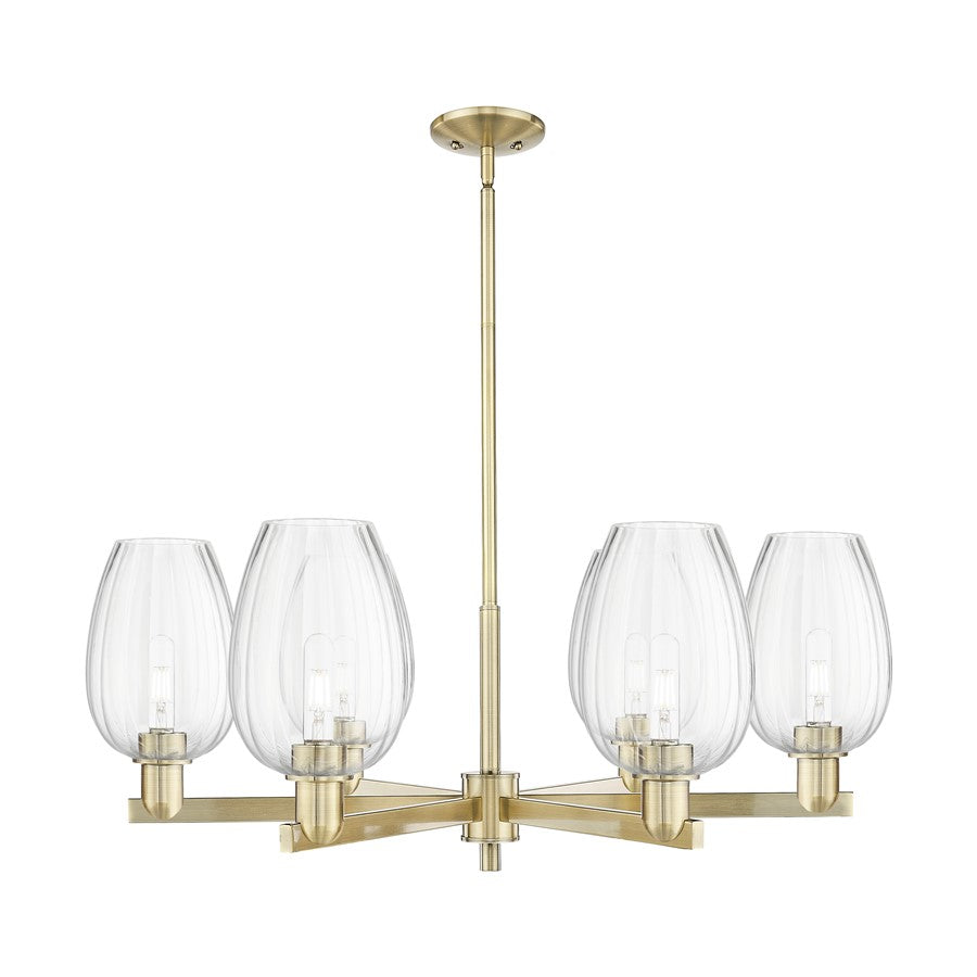 Innovations Preston 6Lt 24" Flute Stem Chandelier, AB/CL - 716-6CR-AB-G457-6CL