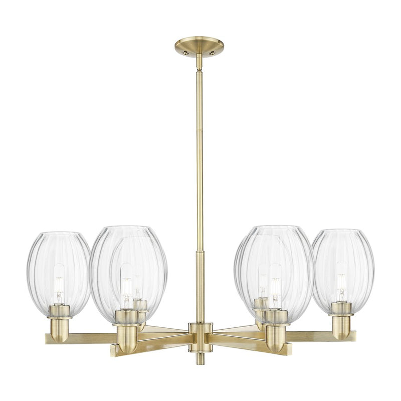 Innovations Preston 6Lt 24" Bell Stem Chandelier, AB/Clear - 716-6CR-AB-G459-6CL