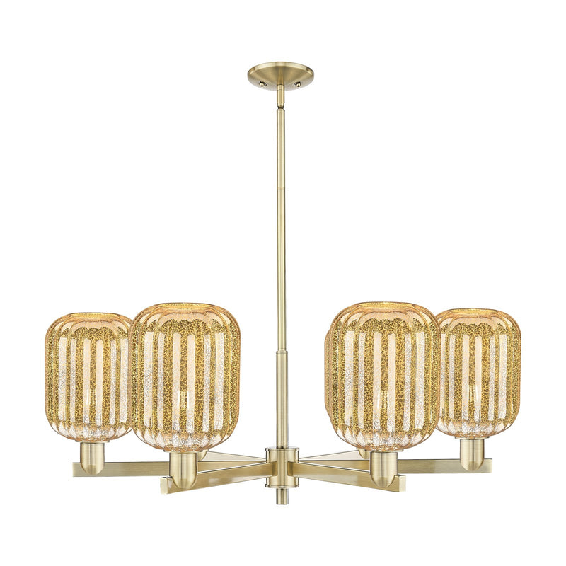 Innovations Preston Cylinder 36.5in 6-Light Chandelier | Industrial Antique Brass and Mercury Glass | Dining Room & Living | Model 716-6CR-AB-G460-7ME
