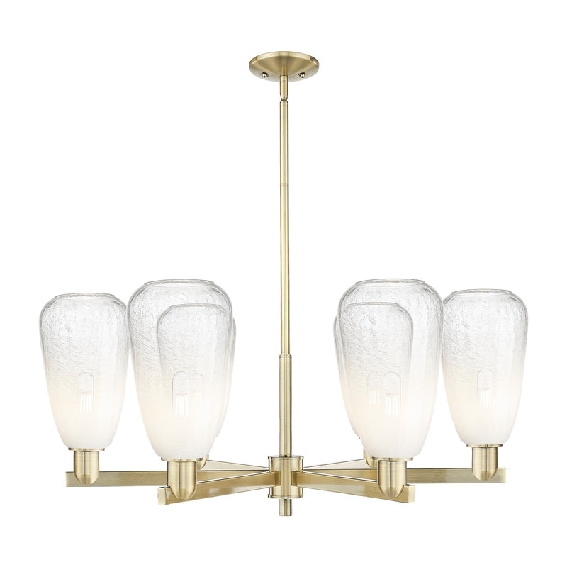 Innovations Brookhaven Almond 36in 6-Light Chandelier | Industrial Antique Brass Steel and Opal Glass | Dining Room & Living | Model 716-6CR-AB-G480-6OP