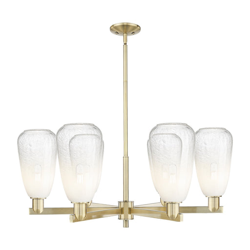 Innovations Brookhaven Almond 36in 6-Light Chandelier | Industrial Antique Brass Steel and Opal Glass | Dining Room & Living | Model 716-6CR-AB-G480-6OP